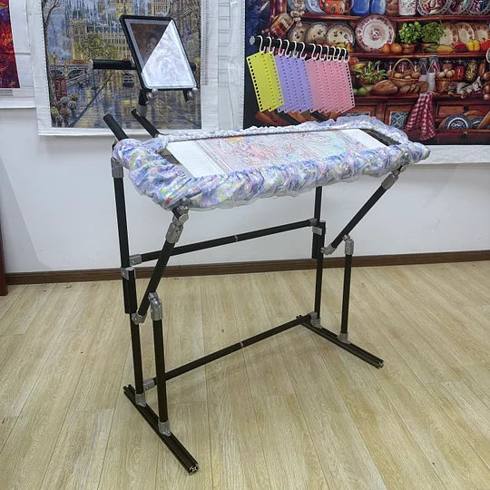 Full set】4th Gen Adjustable Cross Stitch Stand | with Phone Holder & Thread Spool | Scroll Frame 50/100/150cm, Tension 18-28cm