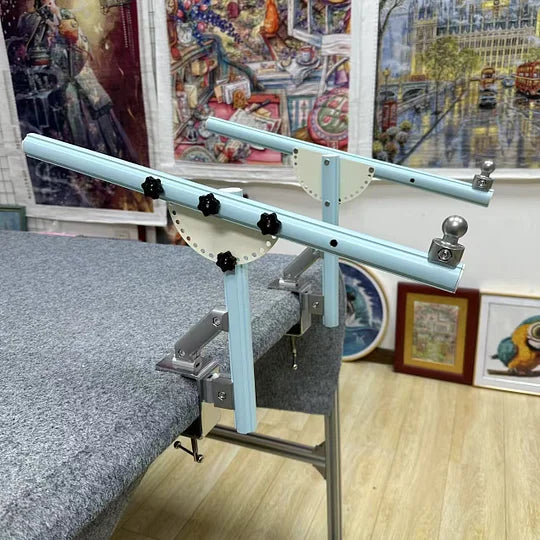 upgrade and reinforce【Third Generation】Aluminum Alloy Table Side Embroidery Hoop Stand - Adjustable Tilt Angle & Width, Heavy-Duty Base for Desk Mounting, Stable Embroidery Frame Holder Fits Most Desks