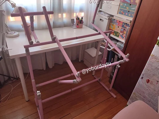 Full set】4th Gen Adjustable Cross Stitch Stand | with Phone Holder & Thread Spool | Scroll Frame 50/100/150cm, Tension 18-28cm