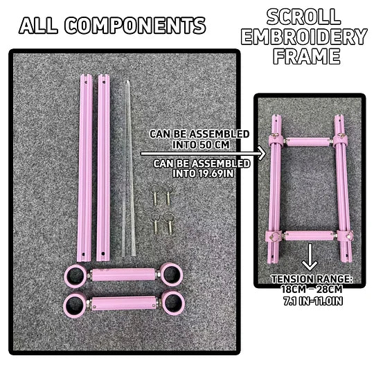 Recommend】[Scroll Frame with Adjustable Width | Extendable Scroll Frame] Adjustable Aluminum Alloy Scroll Frame for Cross Stitch | Extra Thick, Extendable Embroidery Frame with Adjustable Width and Length