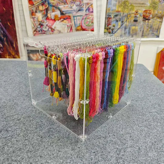 Clear Acrylic Floss Hanger Storage Box– 25 Clear Hangers–Cross Stitch Thread Organizer Gift Present for Stitchers