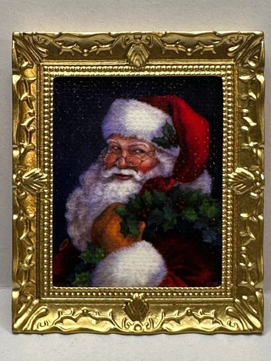 Santa Claus with holly wreath counted cross stitch pattern PDF