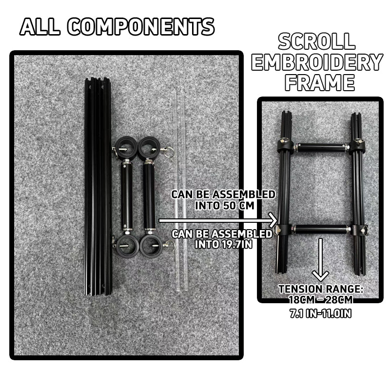 Recommend】[Scroll Frame with Adjustable Width | Extendable Scroll Frame] Adjustable Aluminum Alloy Scroll Frame for Cross Stitch | Extra Thick, Extendable Embroidery Frame with Adjustable Width and Length