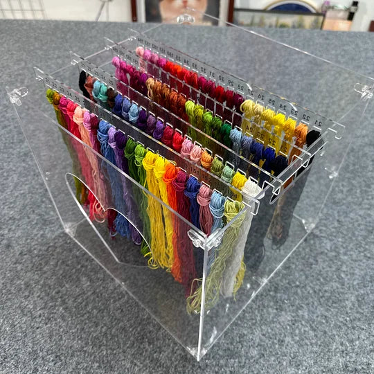 Clear Acrylic Floss Hanger Storage Box– 25 Clear Hangers–Cross Stitch Thread Organizer Gift Present for Stitchers