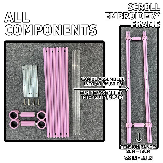 MINI Adjustable Embroidery Frame | 8–18cm Tension Range | Aluminum Alloy Cross Stitch Reel Frame | Extra Thick Retractable Scroll Frame | Length Adjustable Hoop for DIY Needlework