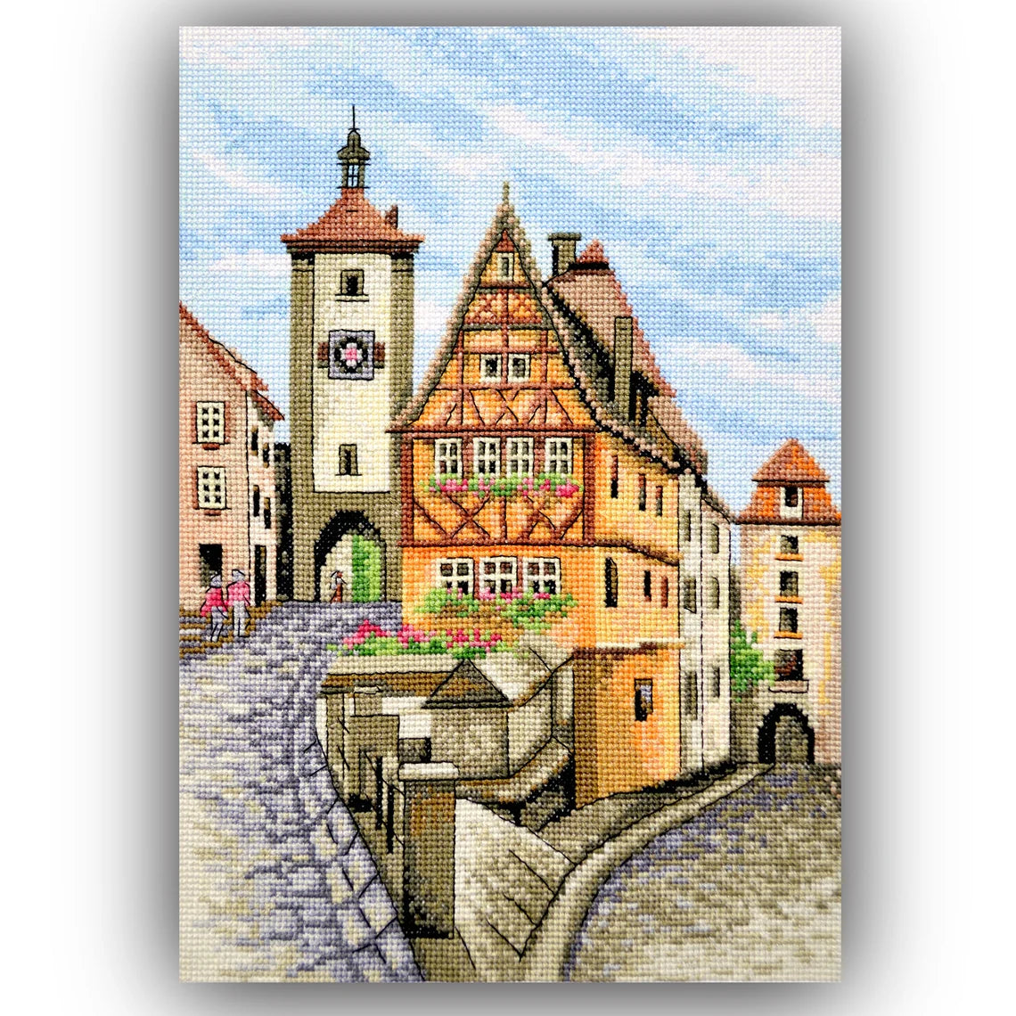 European cityscape cross stitch 'Rothenburg ob der Tauber' counted pattern - Instant Download in PDF