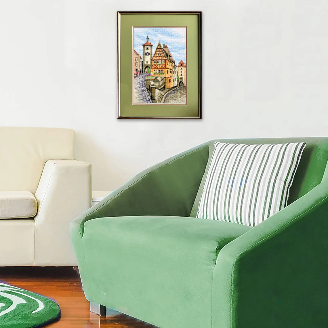 European cityscape cross stitch 'Rothenburg ob der Tauber' counted pattern - Instant Download in PDF