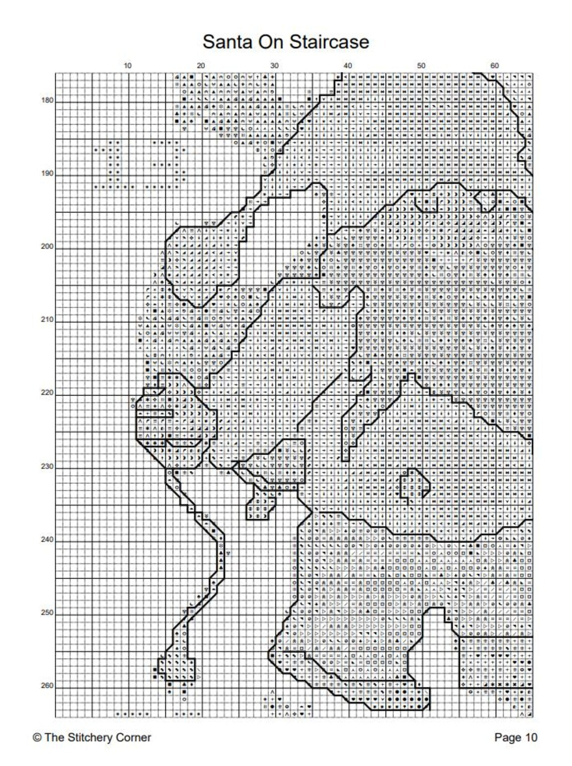 Santa on Staircase Cross Stitch - Advent Calendar - Digital Holiday Pattern