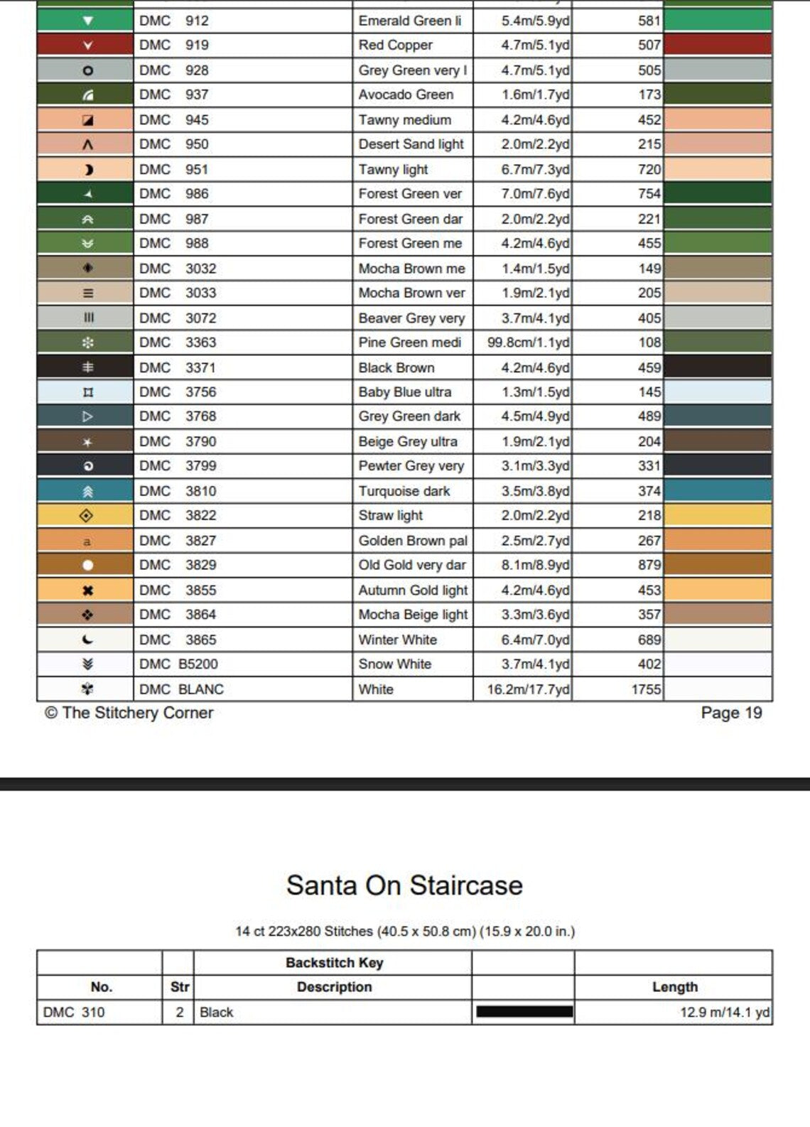 Santa on Staircase Cross Stitch - Advent Calendar - Digital Holiday Pattern