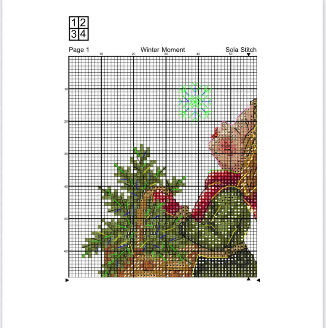 Winter Scene Cross Stitch Pattern: DIY Home Decor (PDF + Saga Downloadable Chart)