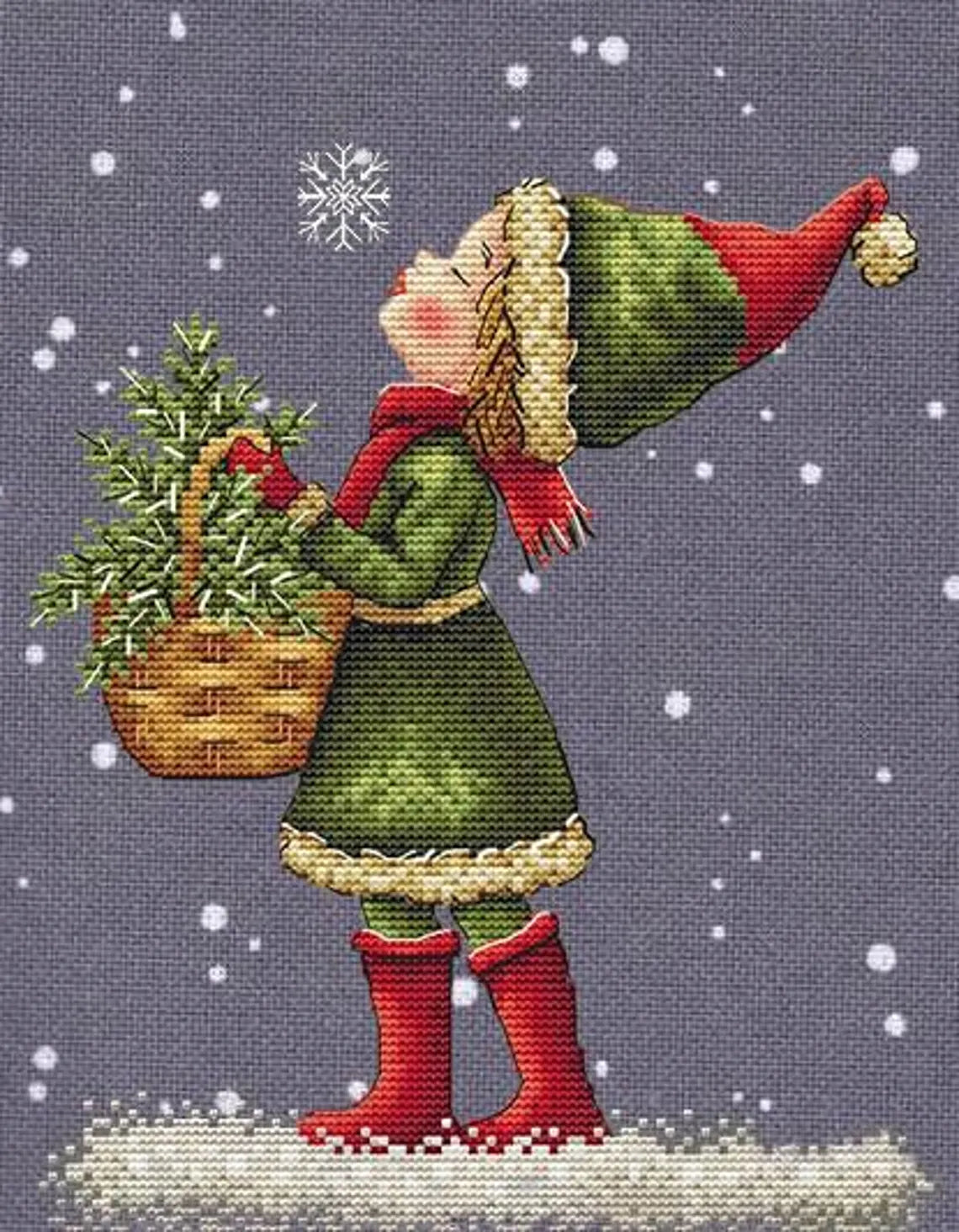 Winter Scene Cross Stitch Pattern: DIY Home Decor (PDF + Saga Downloadable Chart)