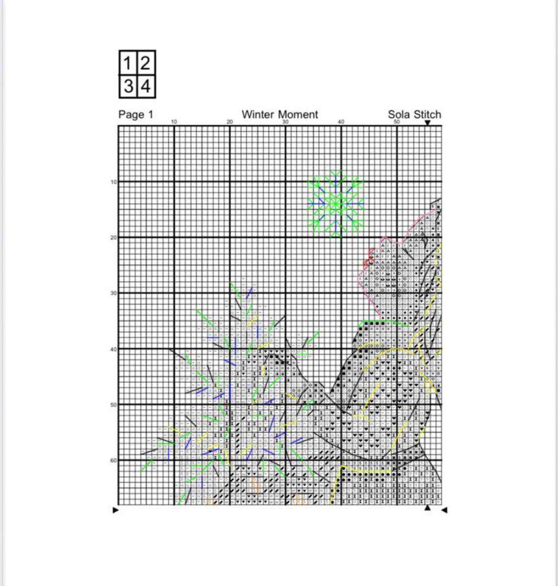 Winter Scene Cross Stitch Pattern: DIY Home Decor (PDF + Saga Downloadable Chart)