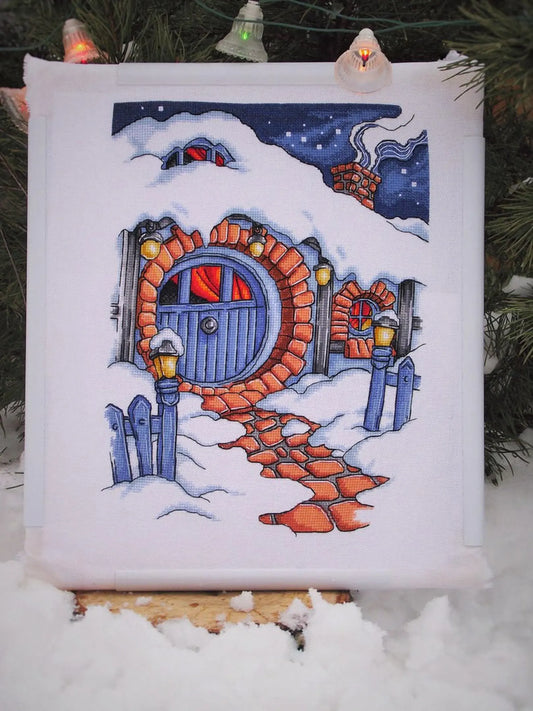 Cross Stitch Pattern Winter halfling's house DMC Chart Embroidery Printable PDF Instant Download