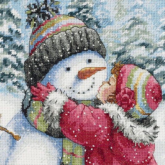 A Kiss for Snowman Cross Stitch Pattern