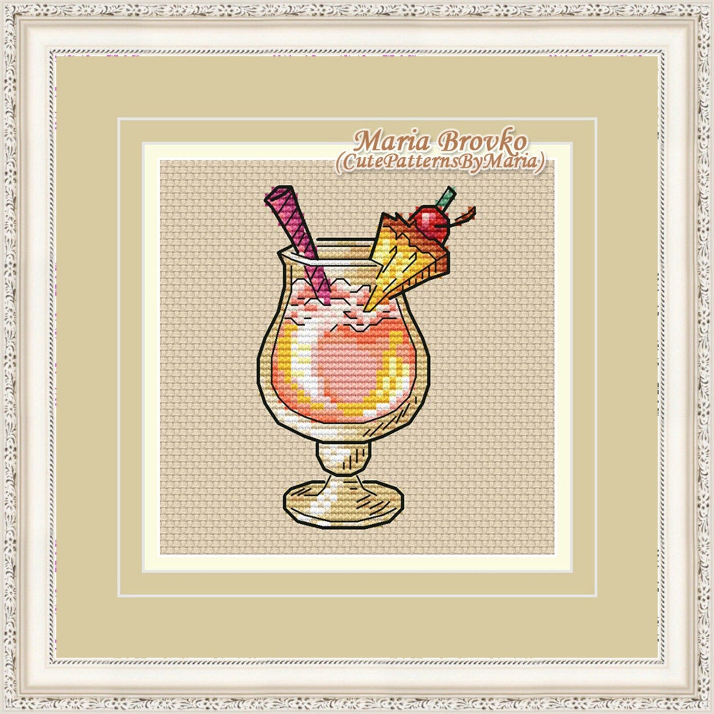 Cross Stitch Pattern "Cocktail" DMC Chart Needlepoint Embroidery Printable PDF Instant Download