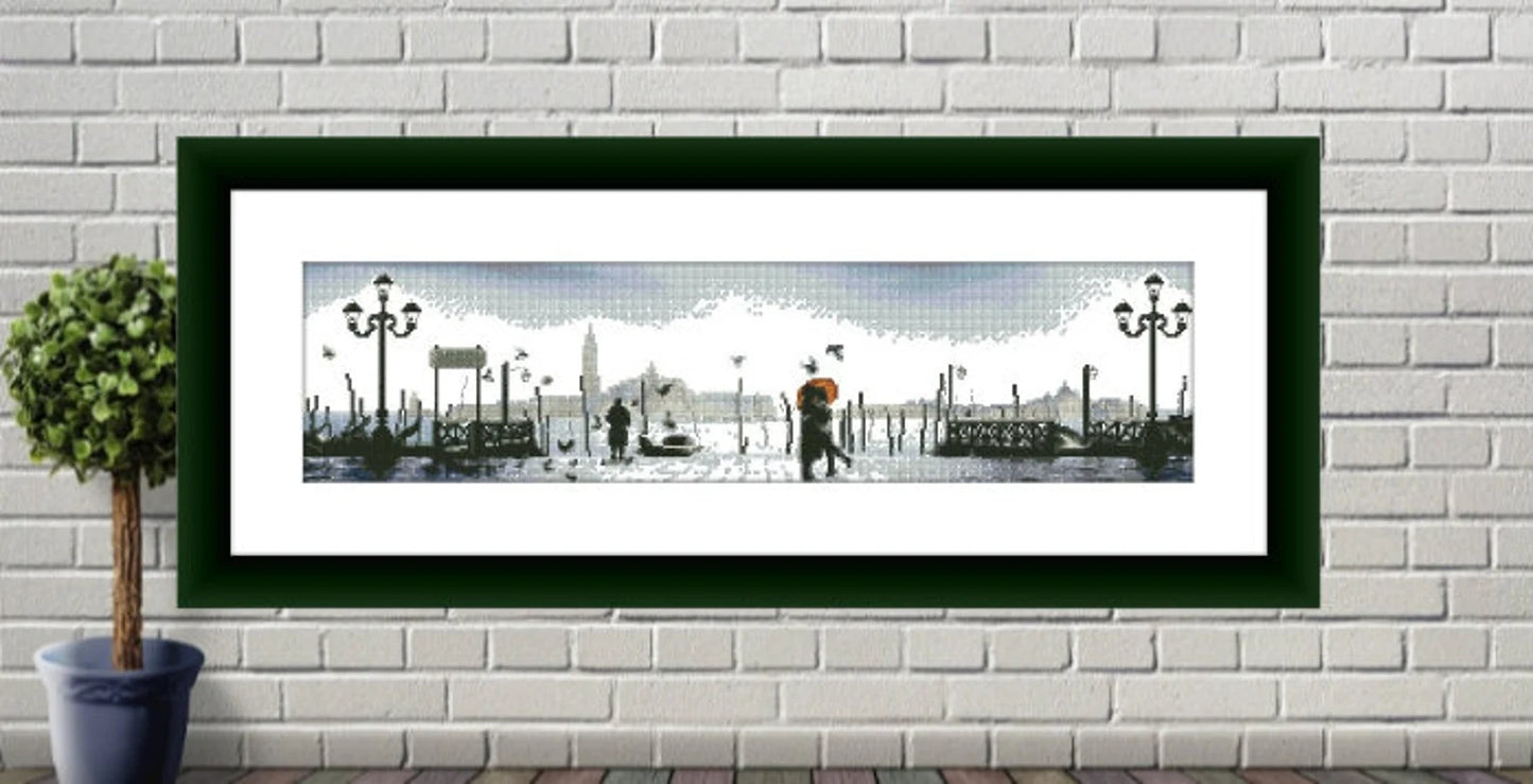 Venice Counted cross stitch pattern İtalian Cityscape Digital cross stitch chart watercolor city cross stitch pattern needlepoint chart