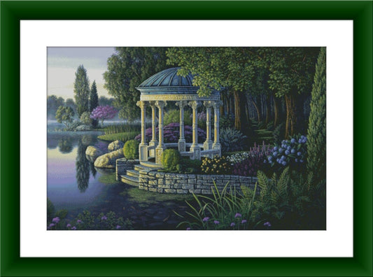 Lakeside Counted cross stitch pattern landscape Digital cross stitch chart xstitch pattern woodland instant download needlepoint