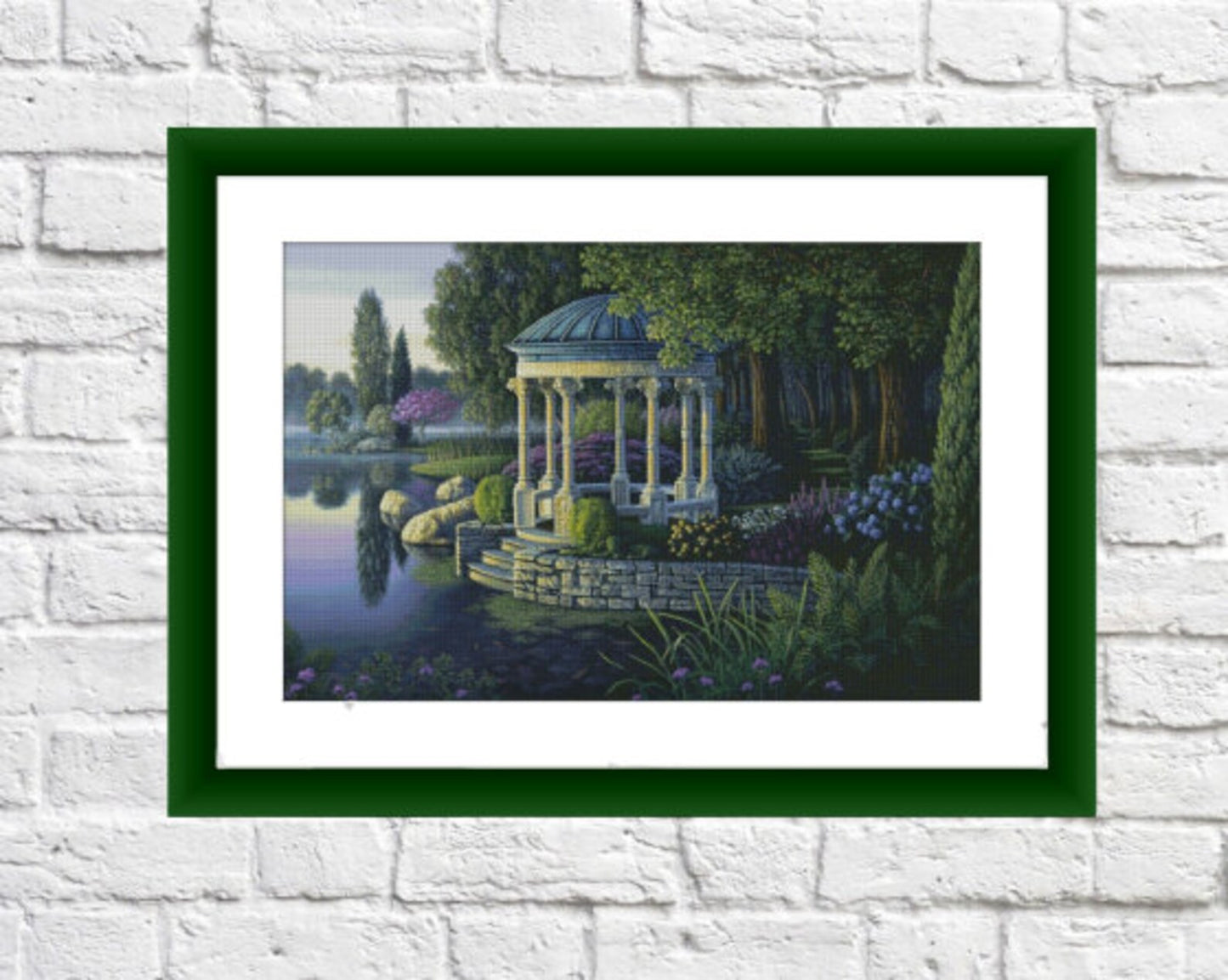 Lakeside Counted cross stitch pattern landscape Digital cross stitch chart xstitch pattern woodland instant download needlepoint