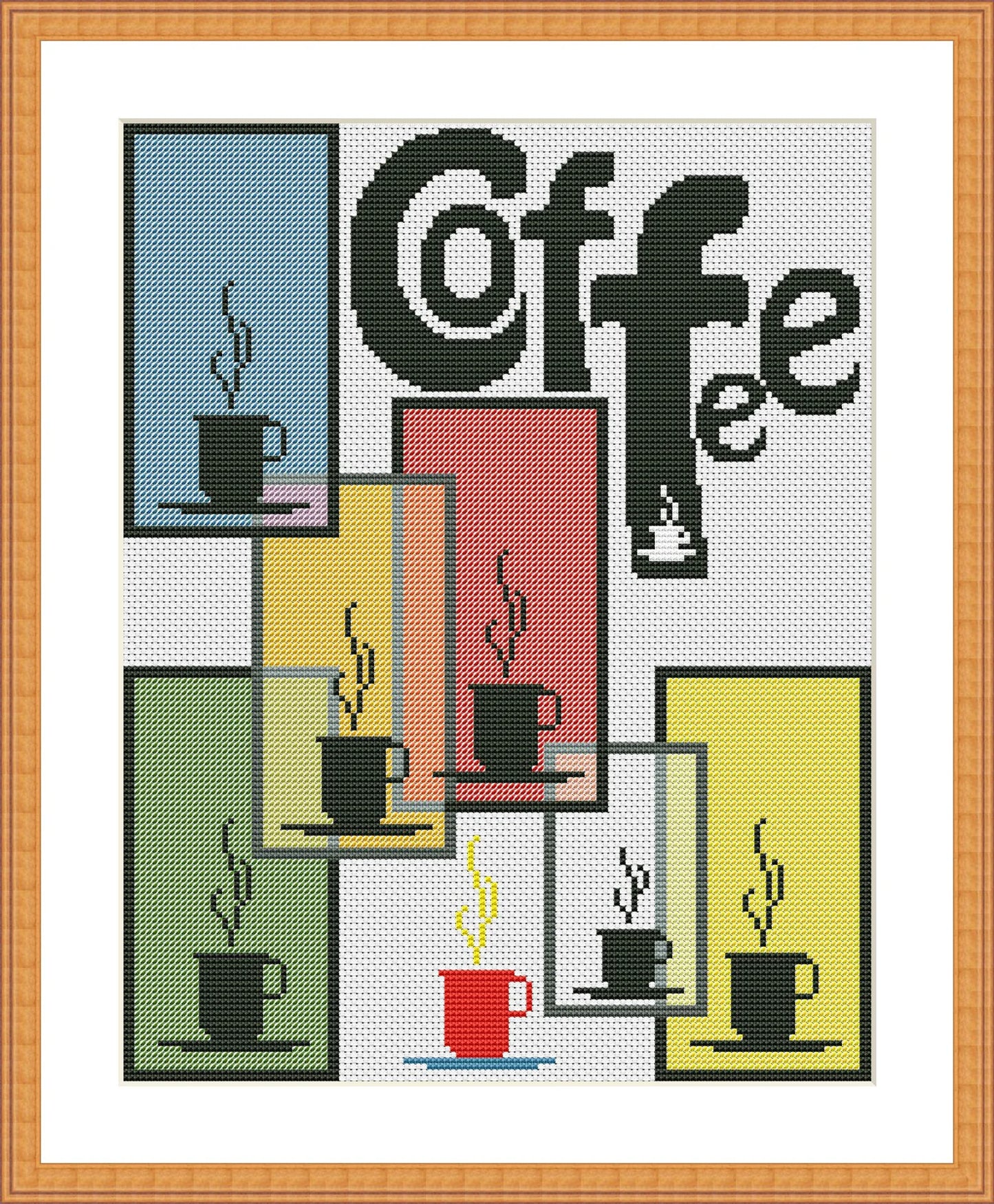 Aroma of coffee Cross Stitch Pattern Coffee cups Abstraction Kitchen Still Life Digital Modern Decor Pattern Embroidery Needlepoint Chart