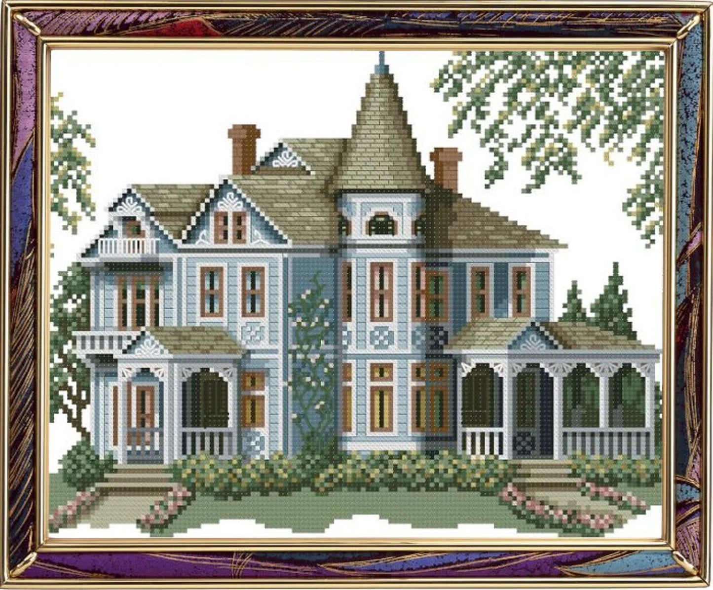 Vintage Cross Stitch Pattern Pdf - Victorian House- Morton Home, Hamilton, Missouri / Counted Vintage Pattern Embroidery / Digital Download