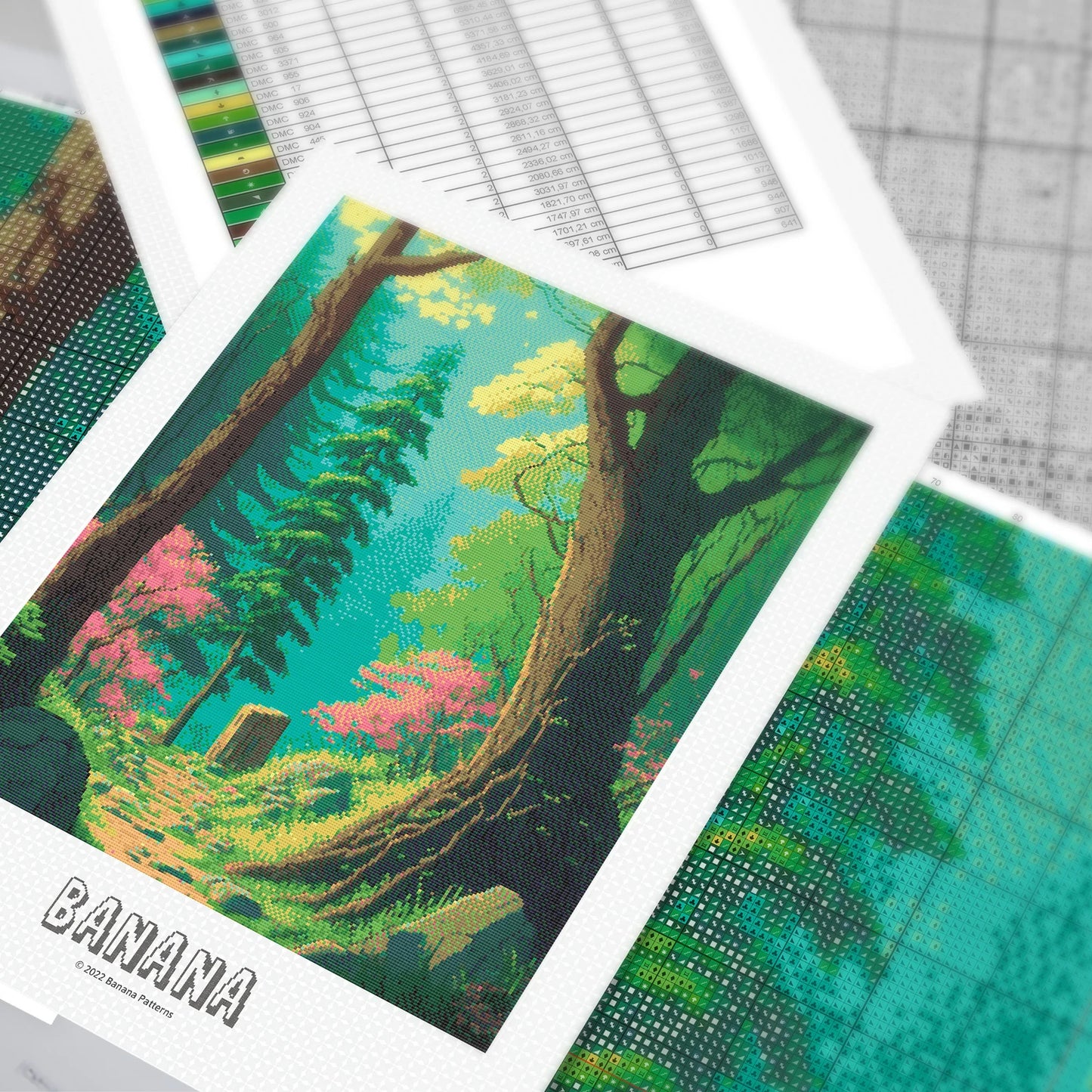 Forest Cross Stitch Pattern | Landscape Cross Stitch Chart Download | Nature Cross Stitch Patterns | Modern Large Counted Cross Stitch PDF