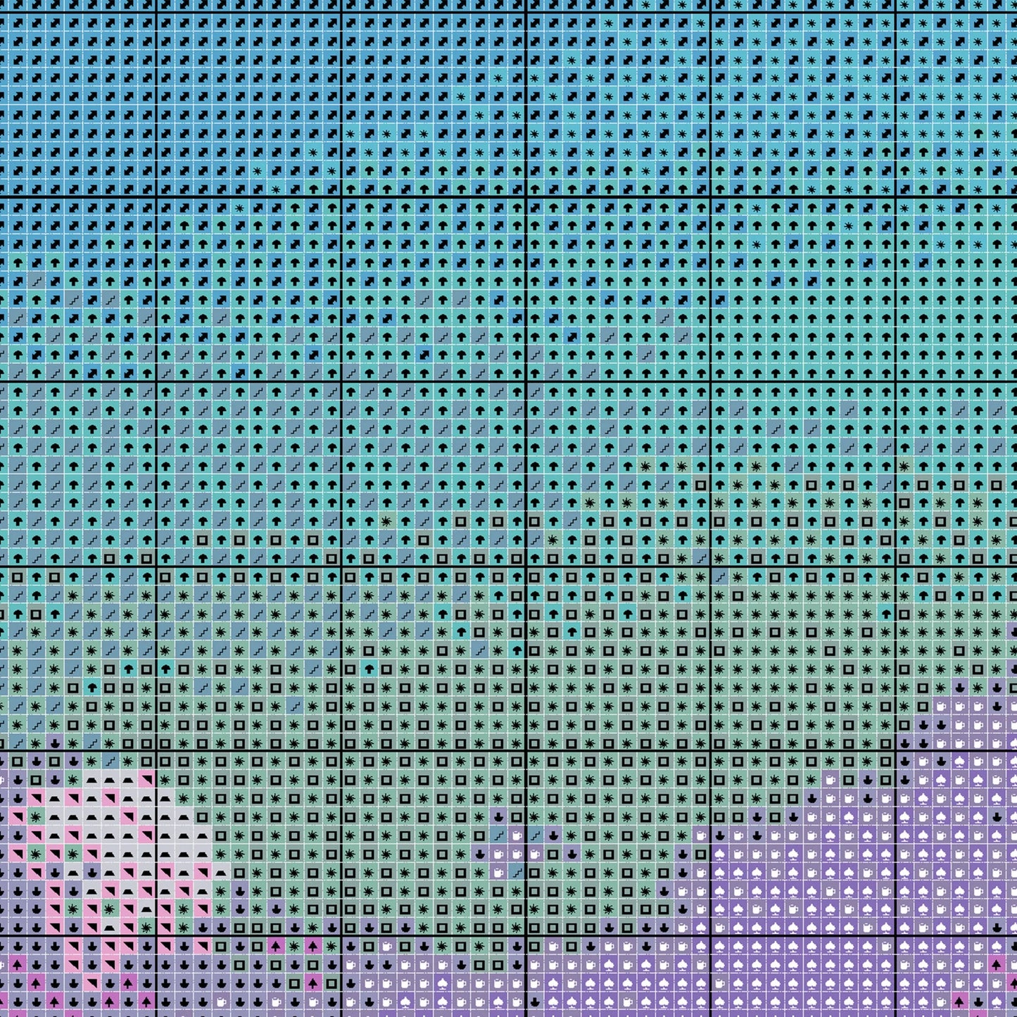Lavender Landscape Cross Stitch Pattern | Lofi Moon Cross Stitch Chart Download | Nature Cross Stitch | Large Counted Cross Stitch PDF