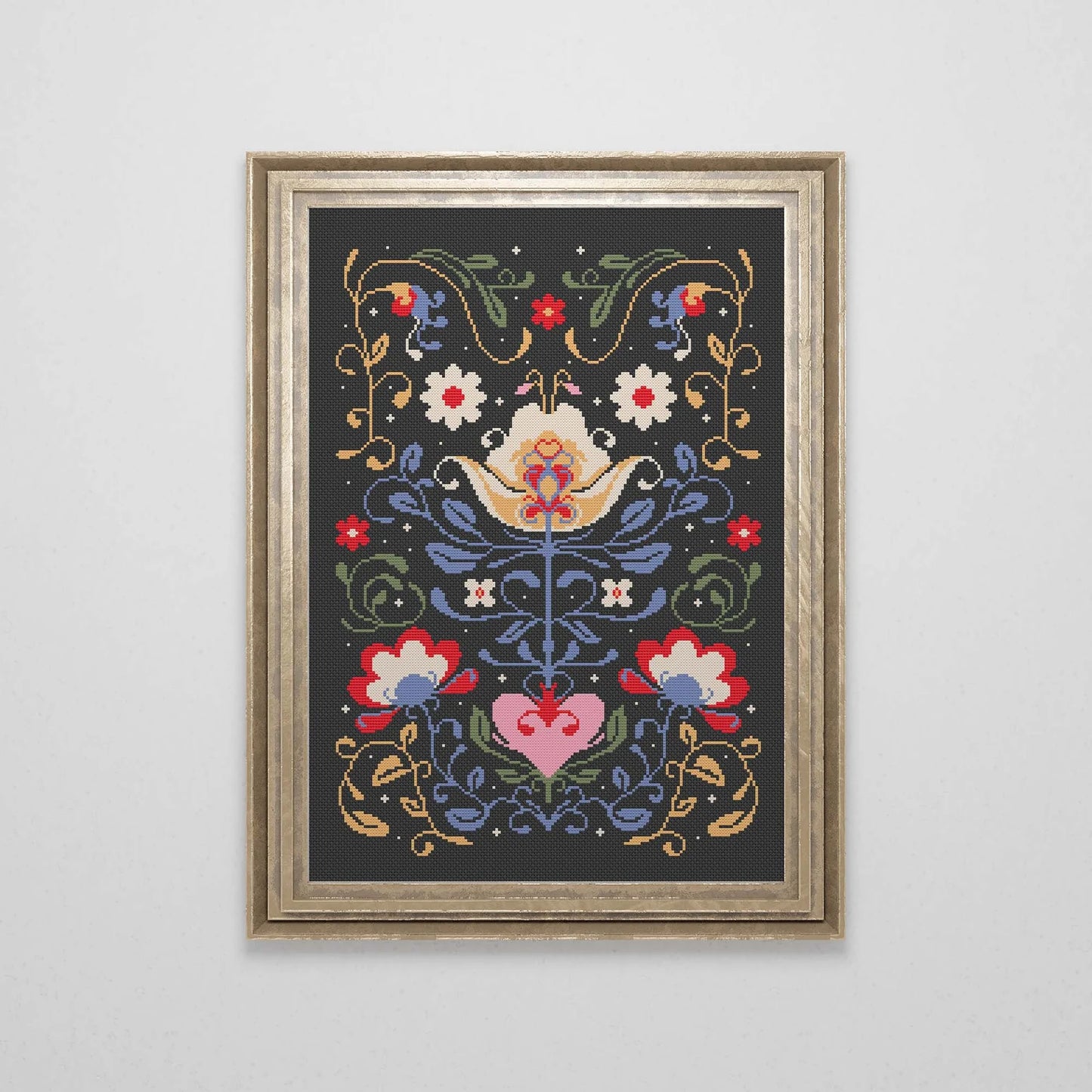 Scandinavian Cross Stitch Pattern | Nordic Folk Art PDF Pattern | Easy Swedish Crossstitch | Modern Counted Cross Stitch | Instant Download