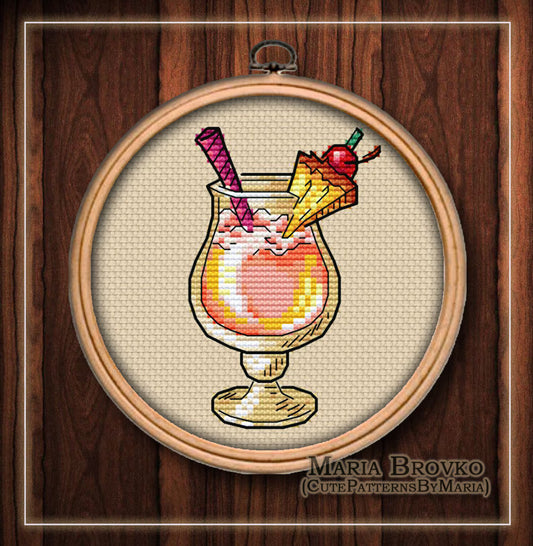 Cross Stitch Pattern "Cocktail" DMC Chart Needlepoint Embroidery Printable PDF Instant Download