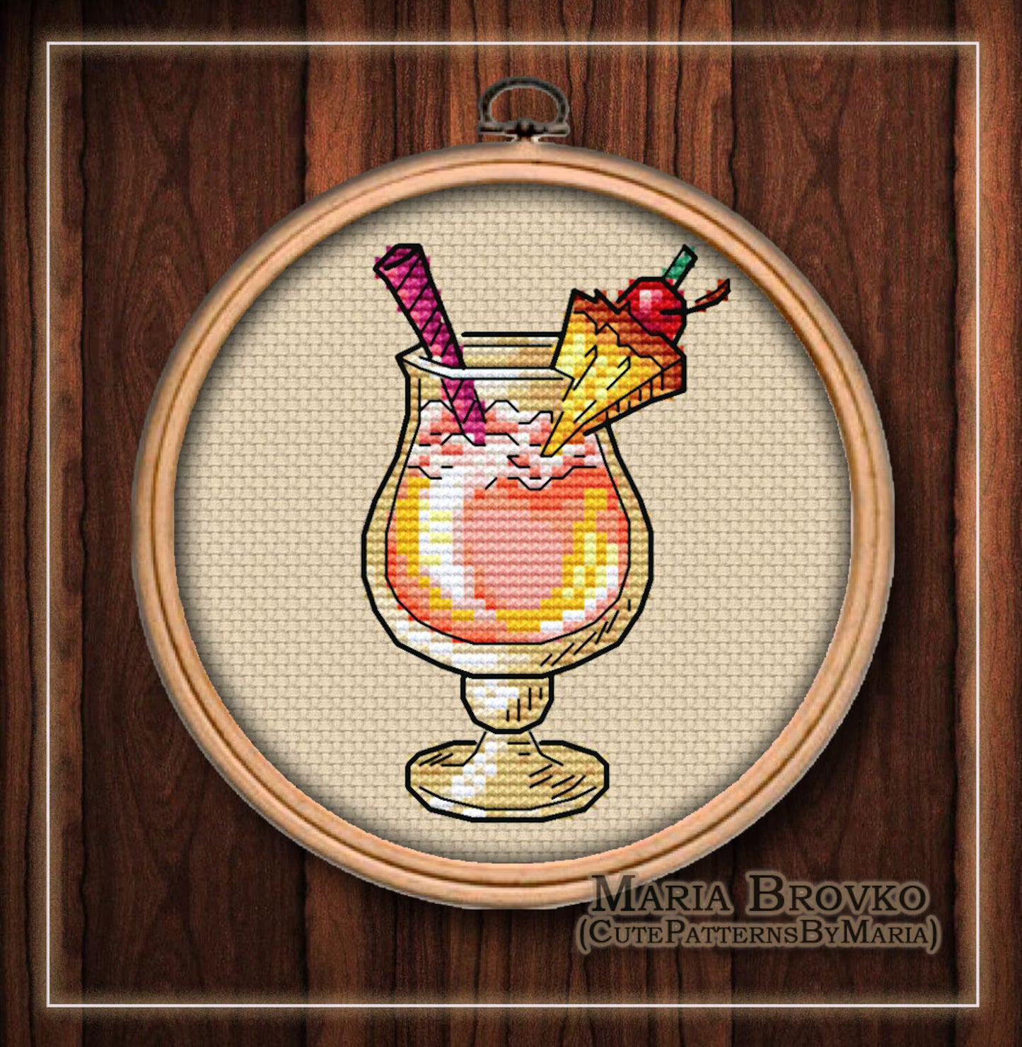 Cross Stitch Pattern "Cocktail" DMC Chart Needlepoint Embroidery Printable PDF Instant Download