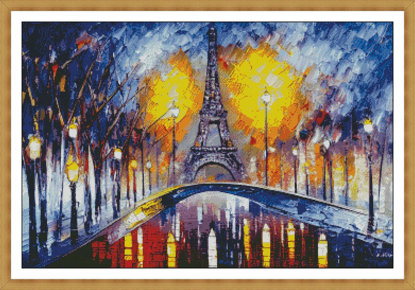 Paris Cross Stitch Pattern ,Eiffel Tower,Colorful Paris Painting, Pdf Instant Download , France Cityscape, X Stitch Chart,French