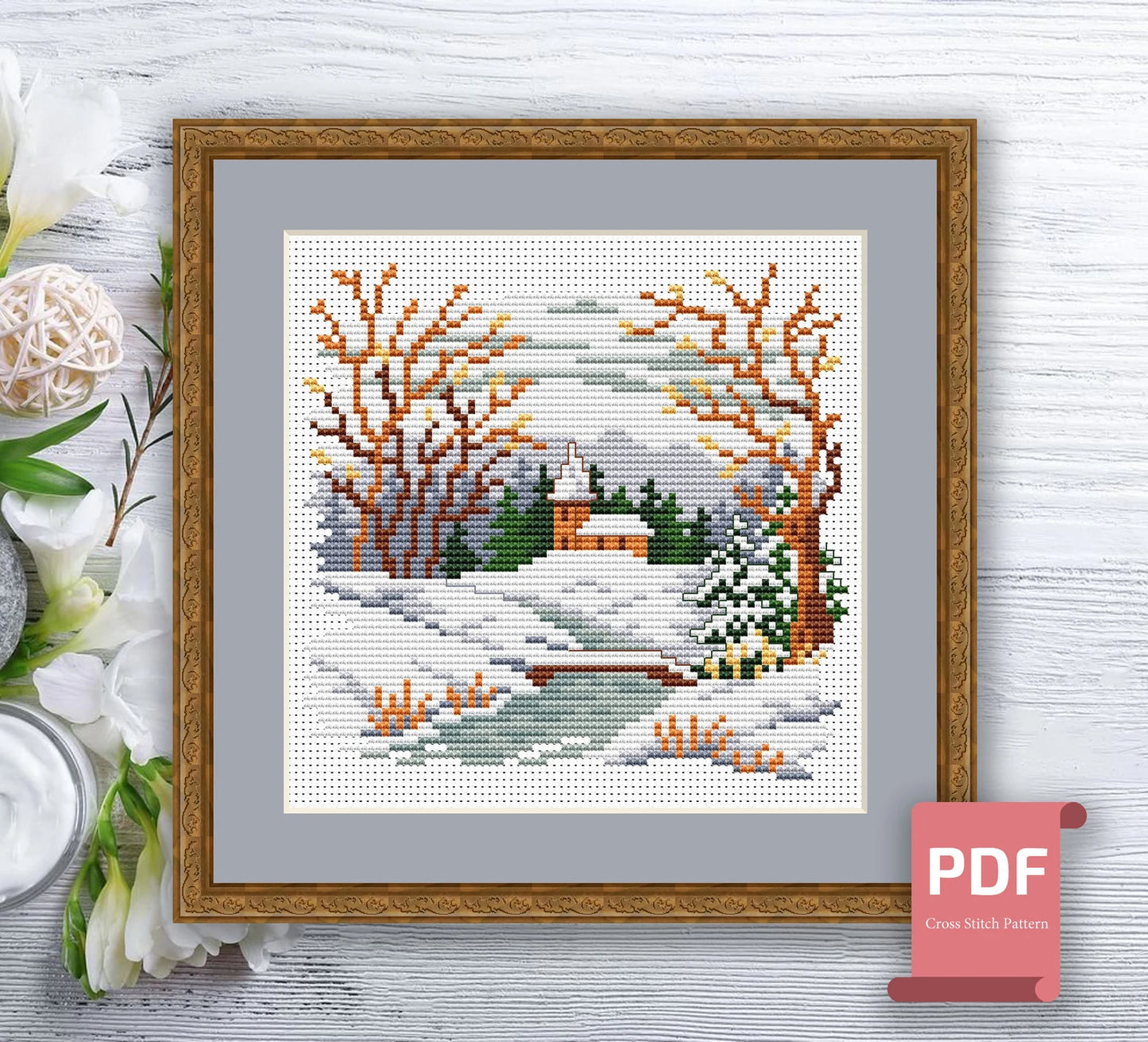 Set of 4 Seasons Landscape Cross Stitch Pattern | Seasons Cross Stitch Pattern | Four Seasons | Modern Cross Stitch | Download PDF #ssn050