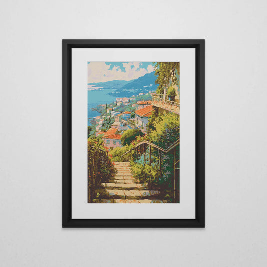 Amalfi Coast Italy Cross Stitch Pattern | Italian Landscape Counted Cross Stitch Chart | Mediterranean Crossstitch PDF Download