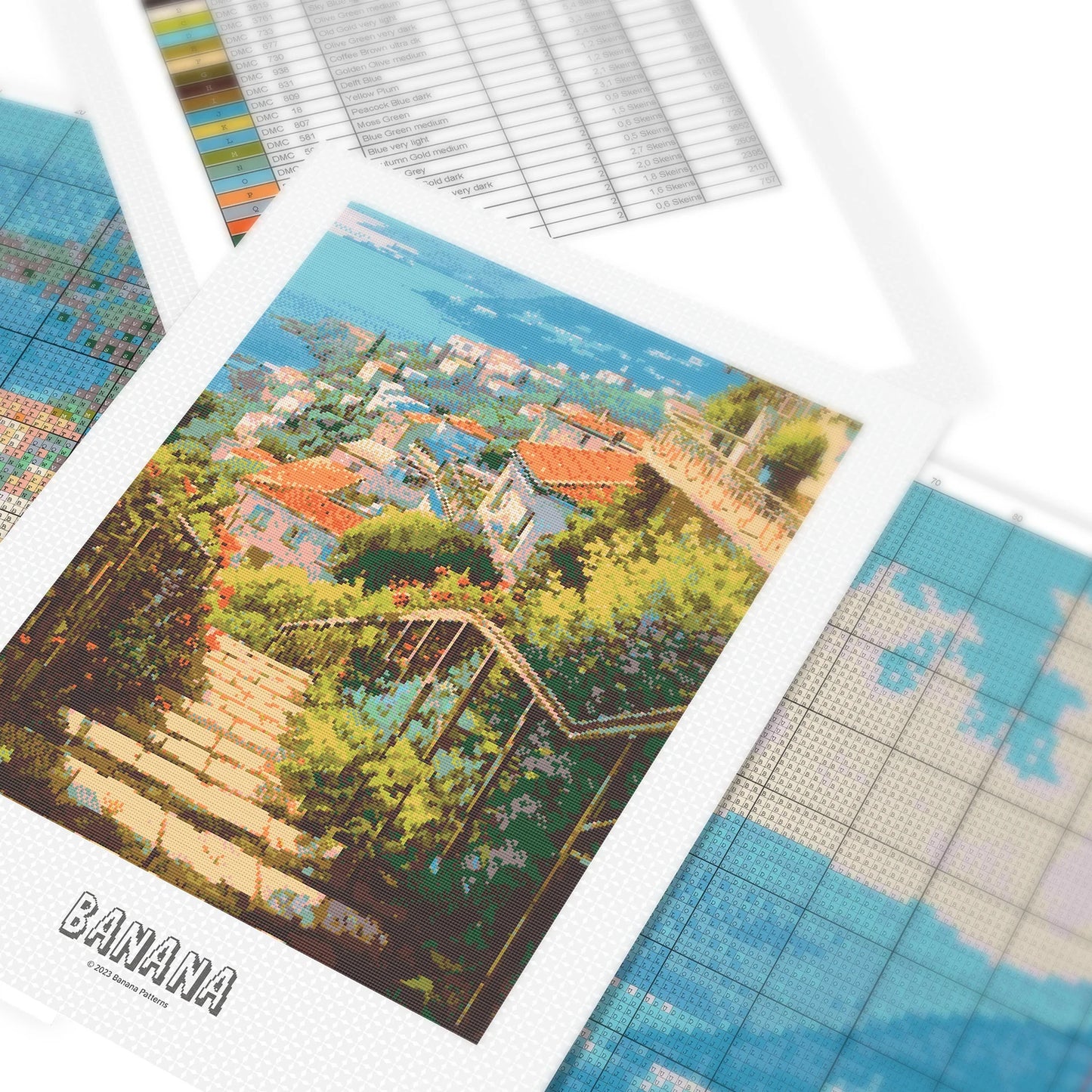 Amalfi Coast Italy Cross Stitch Pattern | Italian Landscape Counted Cross Stitch Chart | Mediterranean Crossstitch PDF Download