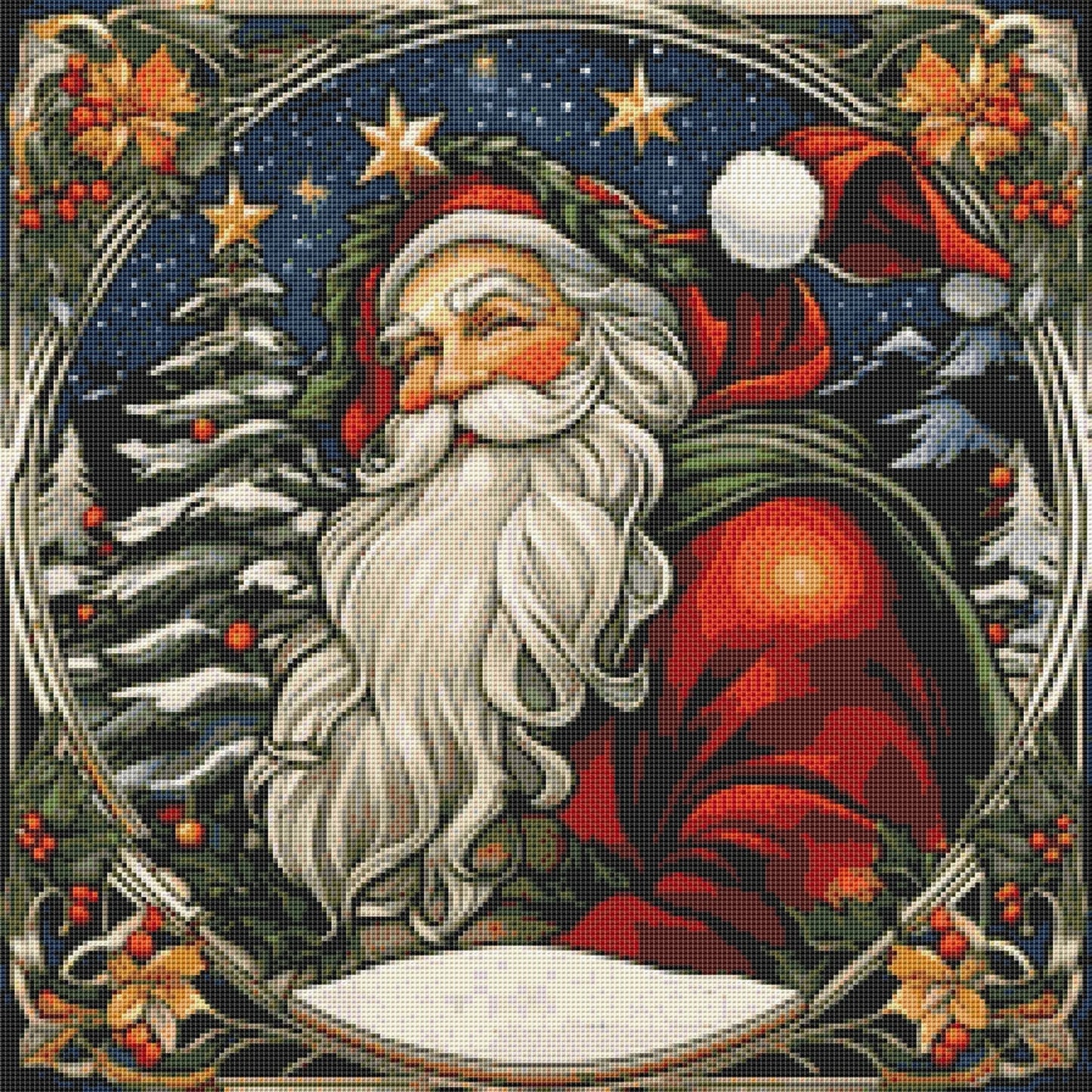 Art Nouveau Santa Claus Cross Stitch Pattern - PDF Download