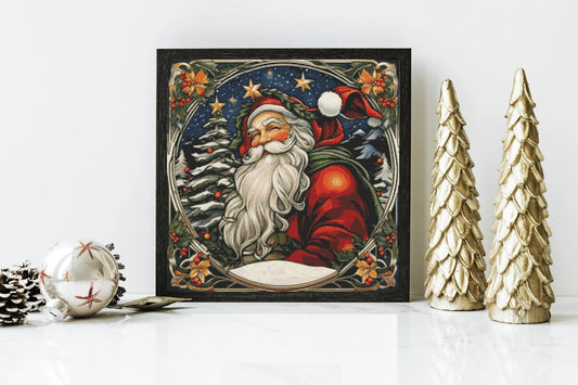 Art Nouveau Santa Claus Cross Stitch Pattern - PDF Download