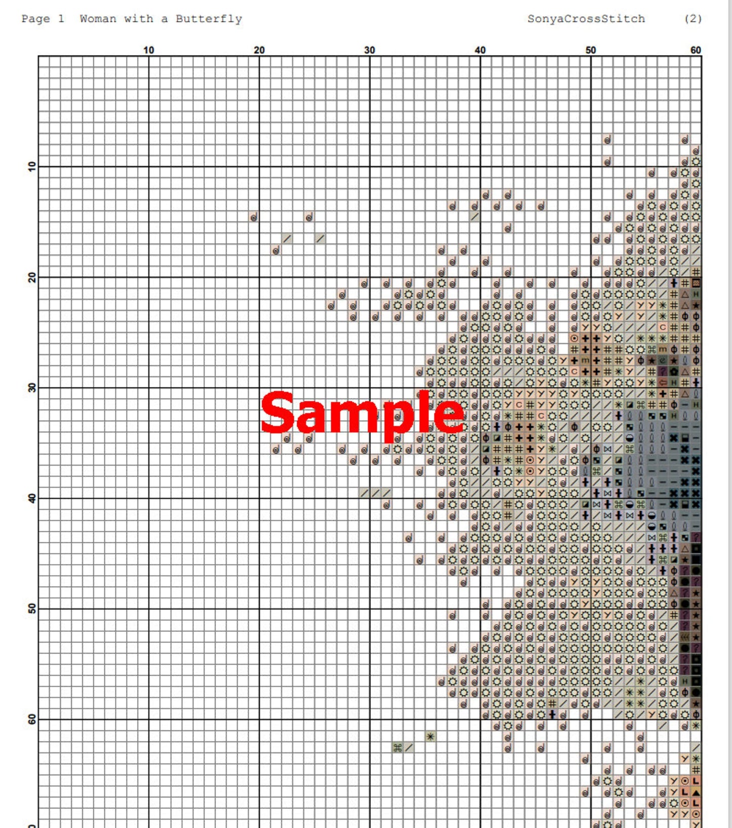 Girl Cross Stitch Pattern, Woman with a Butterfly,Romantic,Patern Keeper,xstitch,Needlework,Pdf,Instant Download
