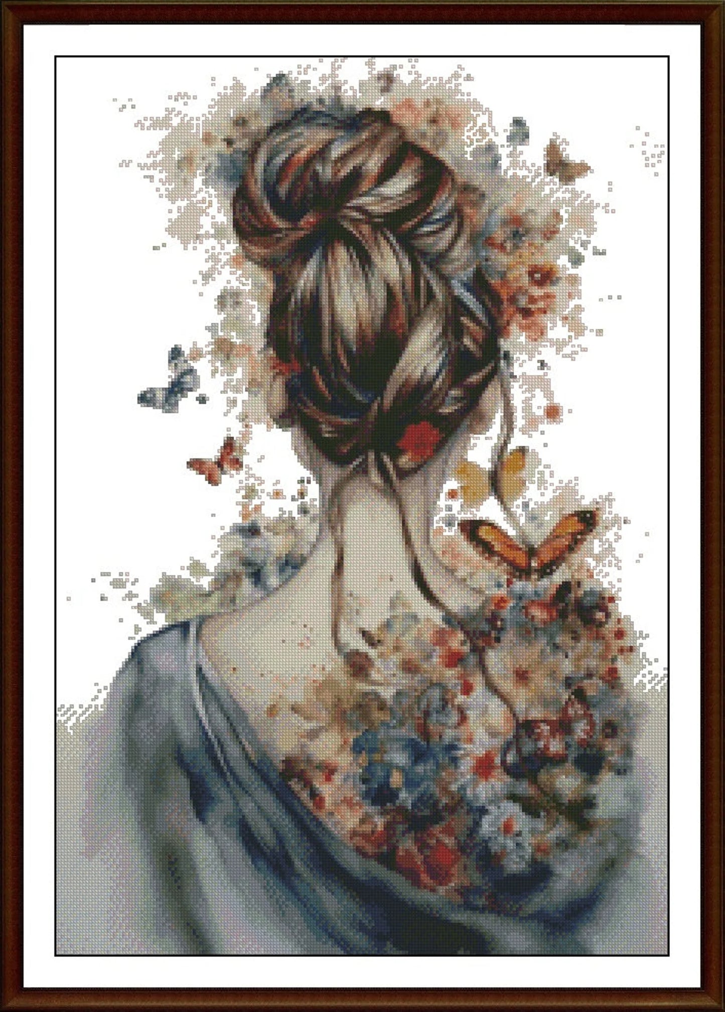 Girl Cross Stitch Pattern, Woman with a Butterfly,Romantic,Patern Keeper,xstitch,Needlework,Pdf,Instant Download