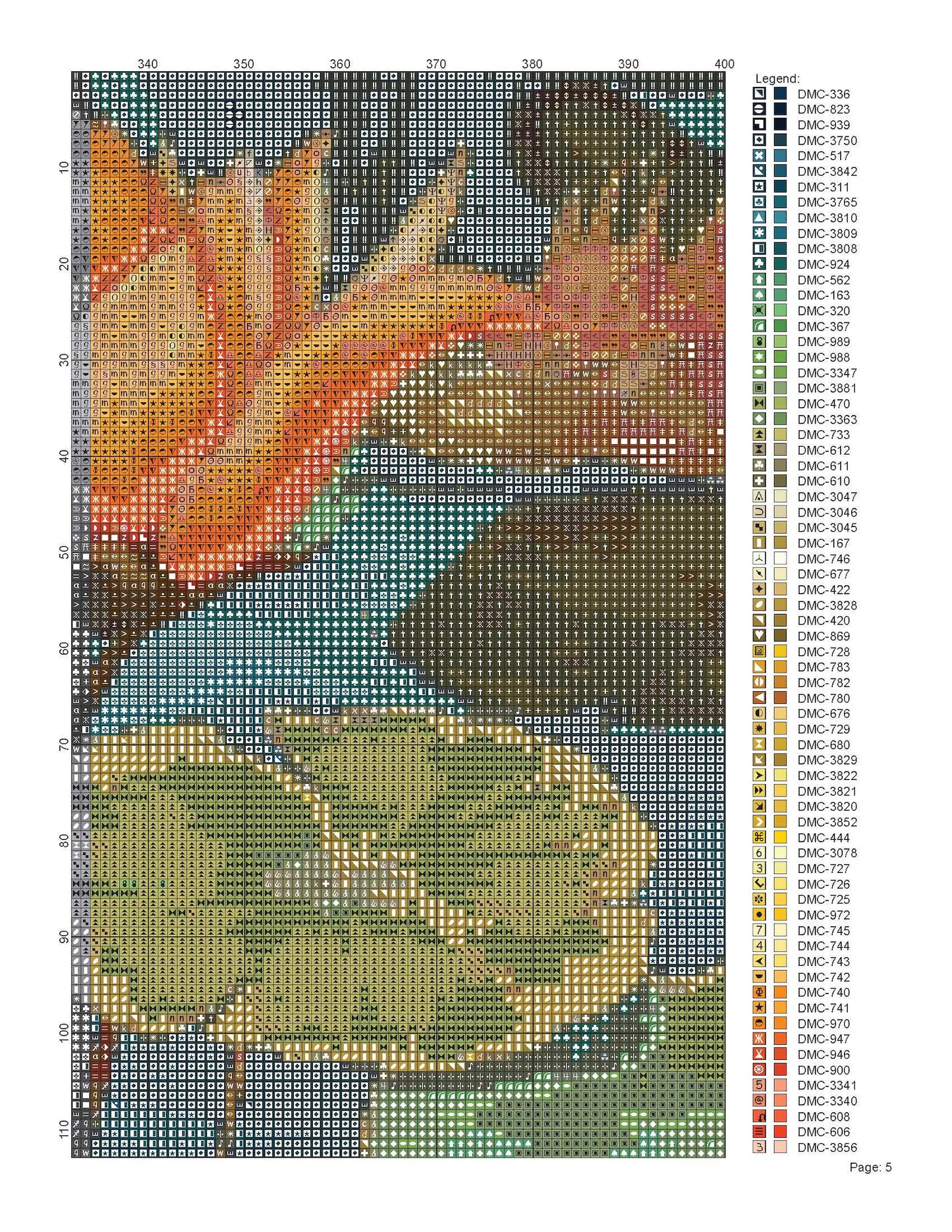 Cross Stitch Pattern Koi Pond Full Coverage