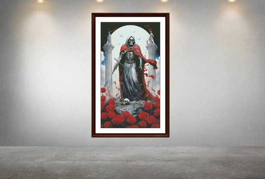 Gothic Cross Stitch Pattern,Skeleton Warrior,Roses Flowers,xstitch,Embroidery,Pattern Keeper,needlework,Pdf,Instant Download