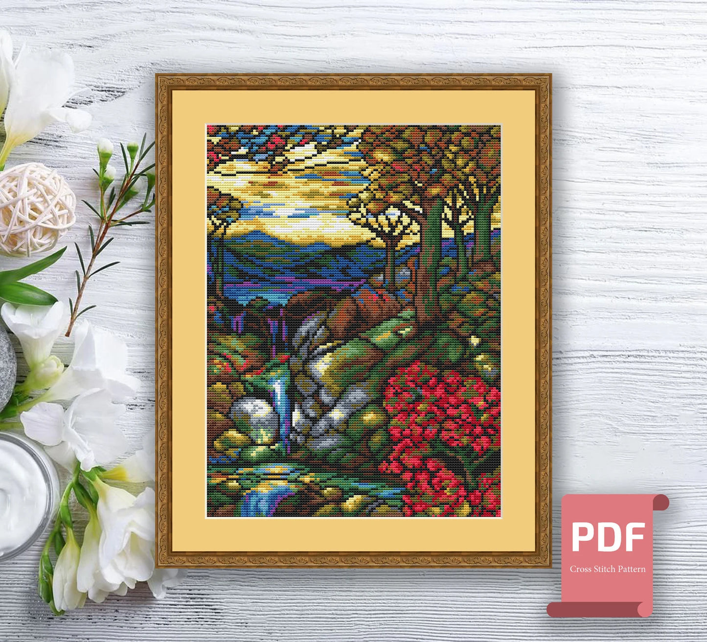 Set of 4 Seasons Landscape Cross Stitch Pattern | Seasons Cross Stitch Pattern | Four Seasons | Mosaic Cross Stitch | Download PDF #ssn205