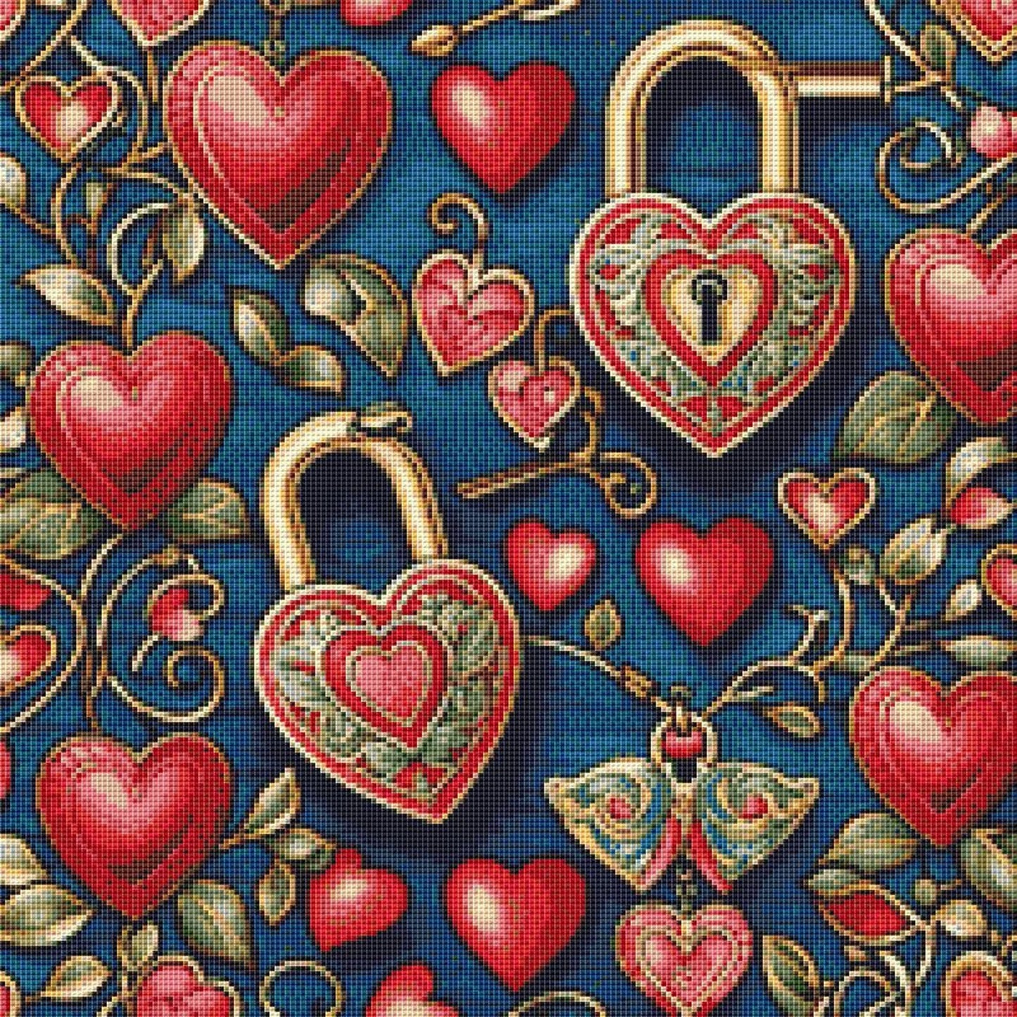 Love Heart Wall Cross Stitch Pattern - PDF Download