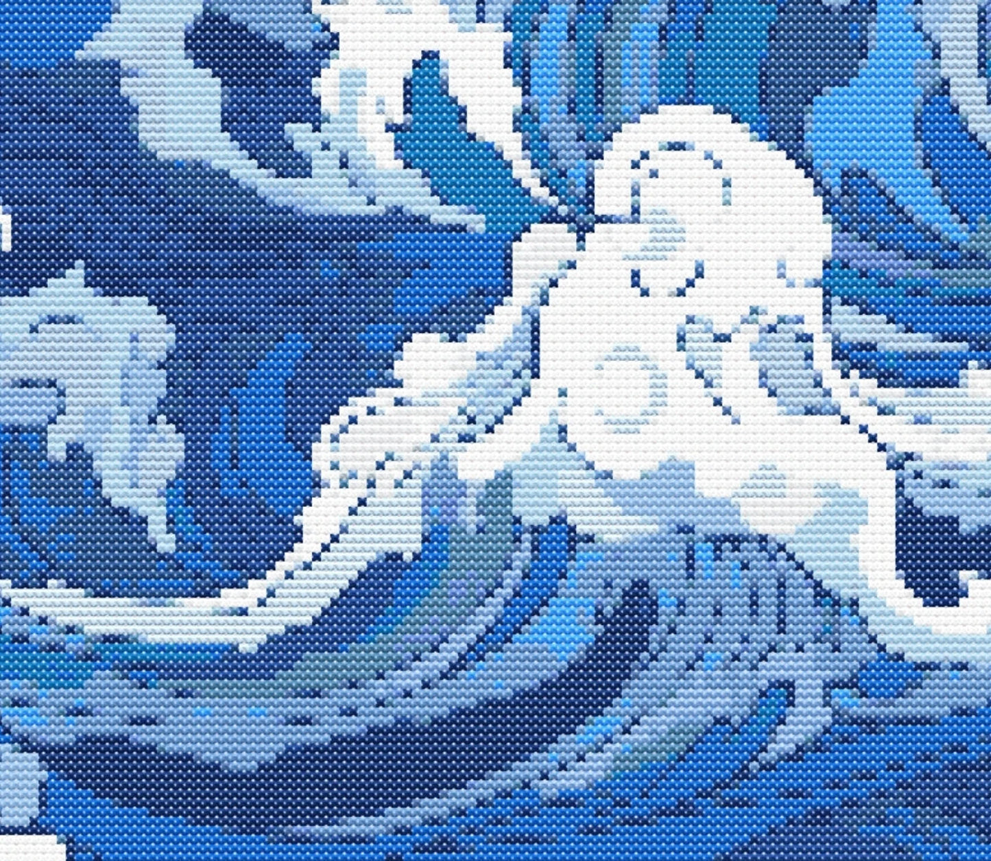 Ocean Waves A Repeating Cross Stitch Sewing Modern Embroidery Pattern Instant DMC Download Bunch of Flowers Beginner Blue Sea