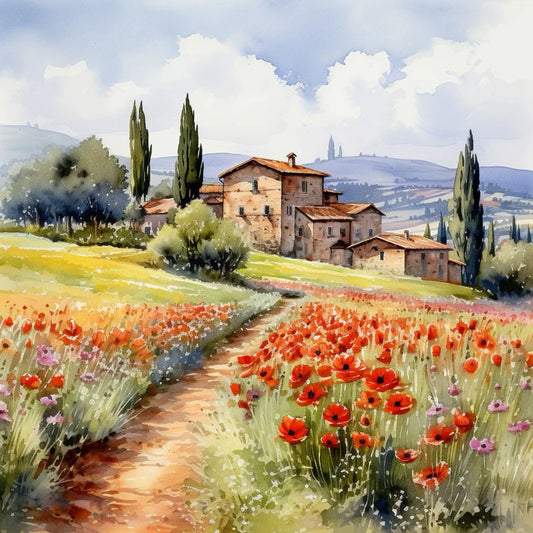 PDF Tuscany Field Counted Cross Stitch Pattern, Landscape design, Instant Download Digital Format