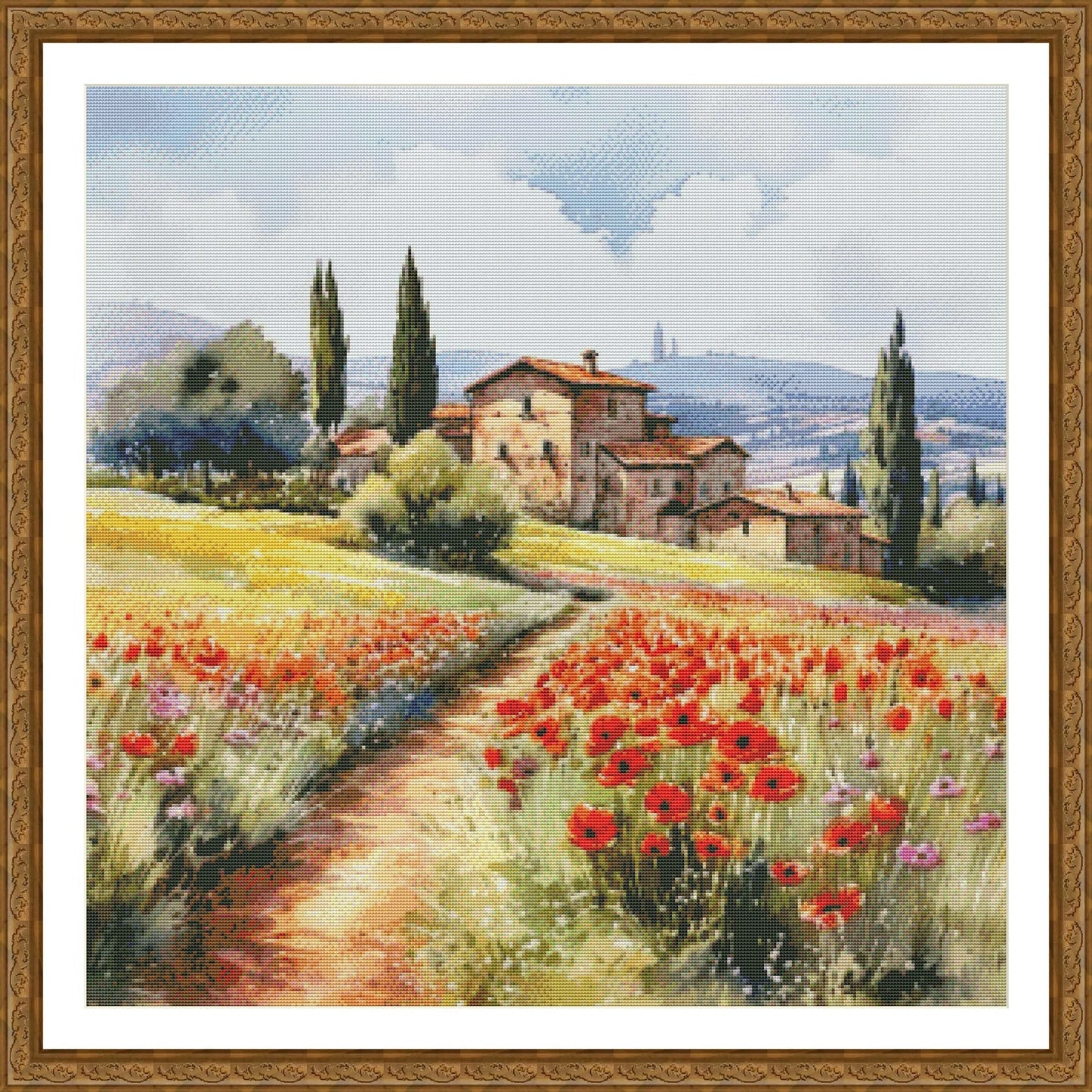 PDF Tuscany Field Counted Cross Stitch Pattern, Landscape design, Instant Download Digital Format