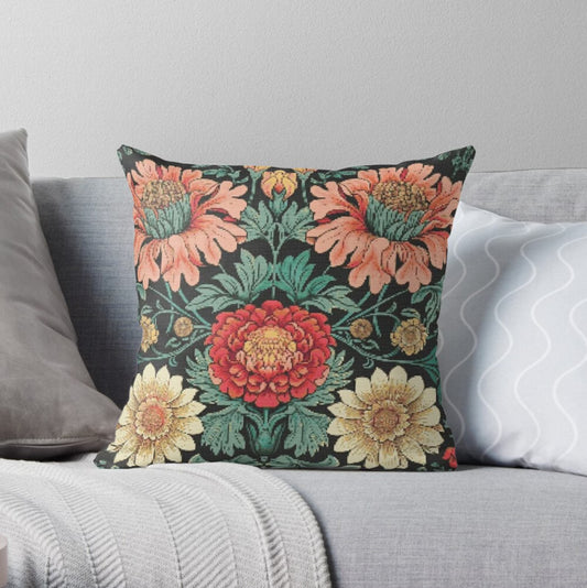 Cushion Cover Mid Century Cross Stitch Sewing Modern Embroidery Pattern Classic Artwork Art Needlework Embroidery Bright Floral Mid Century