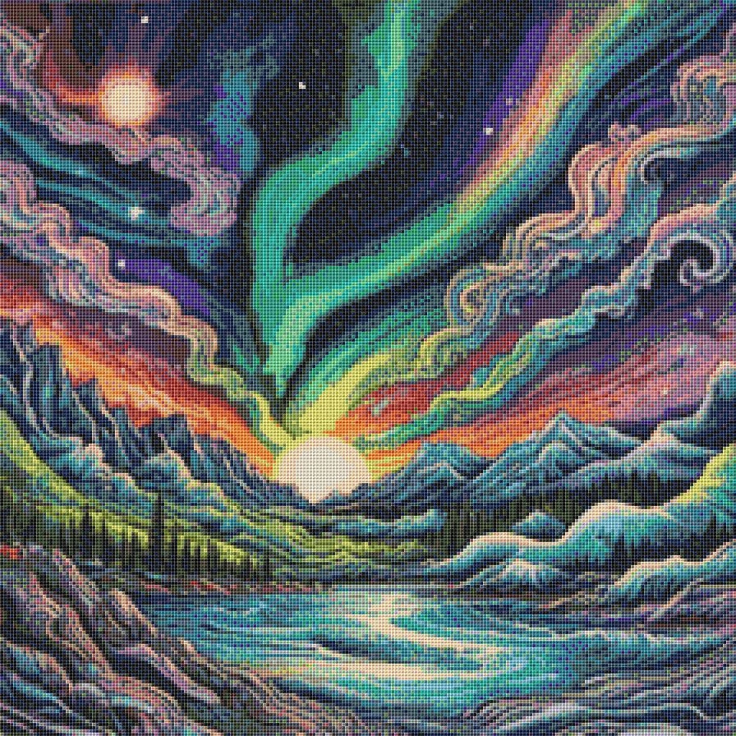 Northern Lights Sky Cross Stitch Pattern - PDF Download