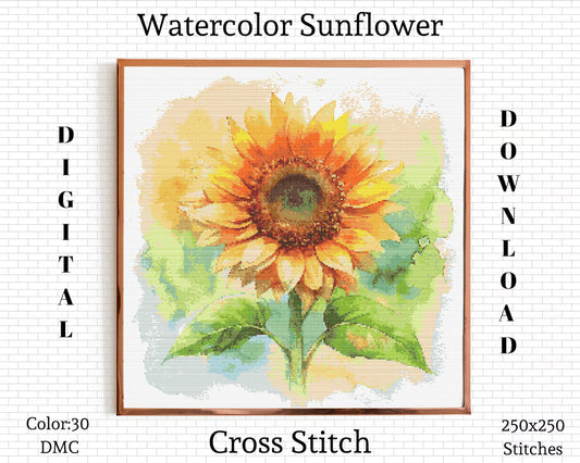 Flower Cross Stitch Pattern | Sunflower Cross Stitch | Flower Embroidery Design | Modern Cross Stitch | Flower Cross Stitch Kits