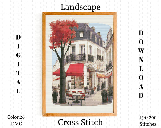 Landscape Cross Stitch Pattern | Landscape Cross Stitch | Embroidery Pattern | Cross Stitch Kit | Paris Cross Stitch | Instant Download PDF