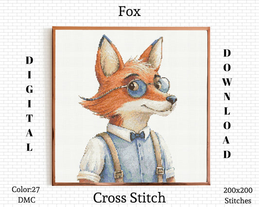 Fox Cross Stitch | Fox Cross Stitch Pattern | Baby Cross Stitch Kit | Fox Embroidery Design | Baby Embroidery Pattern