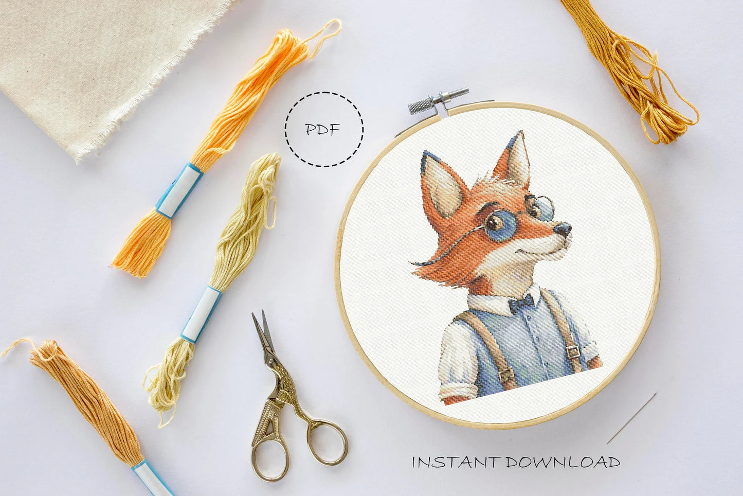 Fox Cross Stitch | Fox Cross Stitch Pattern | Baby Cross Stitch Kit | Fox Embroidery Design | Baby Embroidery Pattern